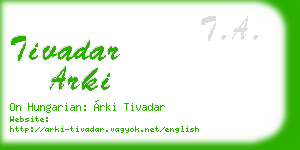 tivadar arki business card